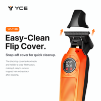 Tondeuse à cheveux électrique YC-119B avec écran LED, charge USB-C, autonomie de 150 minutes, 7000 tr/min, lames résistantes à la chaleur