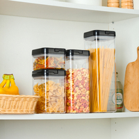 Ensemble de récipients hermétiques pour aliments, bocaux en plastique pour cuisine, empilables, pour céréales et pâtes, avec couvercle transparent à ouverture facile