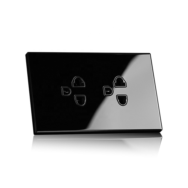 South American Standard 3 Pin Duplex Outlet Tempered Glass Plate Cover Electrical Power Wall Sockets Switches for Home
