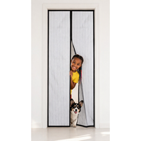 Brillink Rideau de porte magnétique en maille noire, robuste, anti-insectes, coupe-vent, lavable, 100% polyester, design moderne, sans perçage