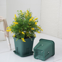 Pots de pépinière carrés en plastique vert de 16/19/21/24/27 cm pour le contrôle des racines, pour plantes de pépinière et fleurs