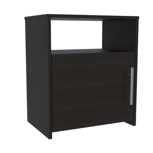 Nordico Nightstand One <b>Shelf</b> Single Door Cabinet Metal Handle Black Storage <b>Unit</b> Bedroom Furniture - Product Image 5