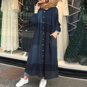 <span class=keywords><strong>Boutique</strong></span> Ropa Étnica Hijab nupcial boda largo <span class=keywords><strong>Muslimah</strong></span> de talla grande señora musulmana moda rayas estampado Maxi Abaya vestido - Product Image 3
