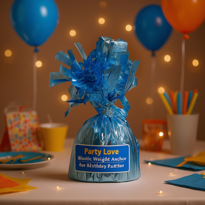 Ancre lestée en plastique bleue Party Love pour maintenir les ballons en place lors des fêtes d'anniversaire - Product Image 2