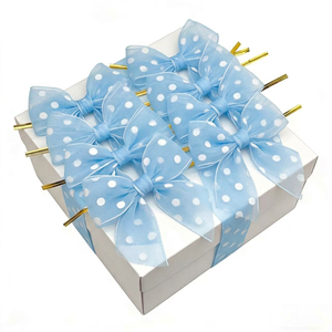 <span class=keywords><strong>Ruban</strong></span> Organza Transparent Doré Pré-noué Torsadé pour Cadeaux – Nœuds Prêts à l'emploi à Prix Fabricant - Product Image 3
