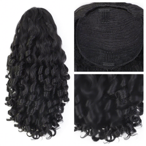 <span class=keywords><strong>Queue</strong></span> <span class=keywords><strong>de</strong></span> <span class=keywords><strong>cheval</strong></span> synthétique pré-collée pour <span class=keywords><strong>femme</strong></span>, en fibre haute température, avec cordon <span class=keywords><strong>de</strong></span> serrage, style Yaki, Afro Wave, Water Wave, courte, volumineuse et bouclée - Product Image 4
