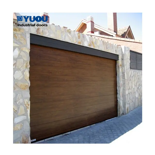 Porta de garagem com isolamento térmico automático para uso residencial, porta suspensa preta de boa qualidade