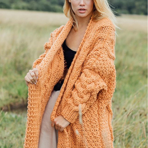 Vente en gros d'usine de pulls baggy personnalisés pour femmes de grande taille longs et épais <span class=keywords><strong>cardigan</strong></span> ample vintage en laine tricotée pour femmes - Product Image 4