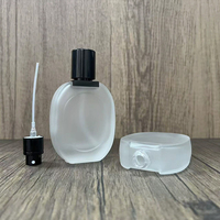 Botella de Perfume de Vidrio al por Mayor de 30 ml con Tapa de Rosca, Diseño Transparente Gris Ahumado Esmerilado, Botella de Spray Reutilizable