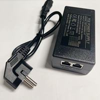 Aktiver PoE-Injektor 54VDC 0,55A 29,7 W PoE-Adapter IEEE802.3AT 10G POE-Netzteil mit EU-Kabel für CCTV-Kamera-WLAN-Netzwerke