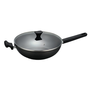 <span class=keywords><strong>Wok</strong></span> <span class=keywords><strong>Antiadherente</strong></span> de Cerámica y Aluminio de 12 Pulgadas <span class=keywords><strong>con</strong></span> <span class=keywords><strong>Tapa</strong></span> de <span class=keywords><strong>Vidrio</strong></span>, Capacidad de 4-5L, Mango de Baquelita para Estufas de Gas e Inducción - Product Image 1