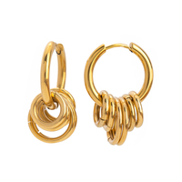 Boucles d'oreilles créoles en acier inoxydable, anneaux circulaires, boucles d'oreilles bicolores argent et or plaqué, boucles d'oreilles créoles épaisses pour femmes