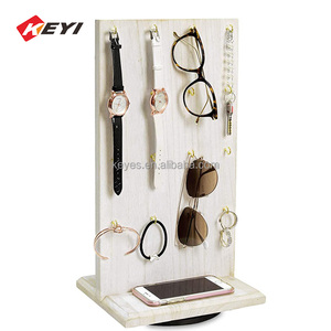 Hiện đại hai mặt bằng gỗ xoay trang sức hiển thị đứng thân thiện với môi Hooks cho bông tai đồng hồ đeo tay Keychains cho chương trình khuyến mãi - Product Image 2