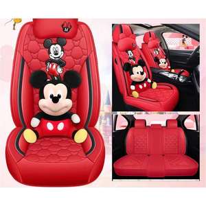 ชุดหุ้มเบาะรถยนต์หนังลายมิกกี้เมาส์สีชมพู 5 ที่นั่ง แบบกล่อง น่ารักสไตล์สาวหวาน สำหรับรถยนต์ Hyundai รุ่น Lulu AnK1 ทำจากผ้าลินินและขนสัตว์ - Product Image 3