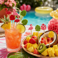 Bamboe Fruitprikkers Blad Lange Steel Minimalistisch Wegwerpbaar Ecologisch Cocktailprikkers Stokjes Feest Decoratief Eten