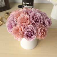 Buket Bunga Peony Kain Buatan Vintage untuk Dekorasi Rumah dan Pernikahan