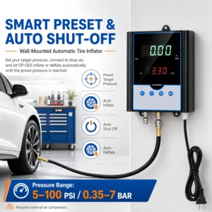 Gonfleur de pneus numérique automatique mural 5~100 PSI, machine de test de pneus métallique pour garage automobile, gonfleur de pneus mural - Product Image 2