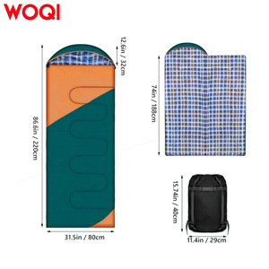 Sac de couchage rectangulaire Woqi en nylon imperméable léger et compressible pour 3 saisons, camping, randonnée, extérieur, usage adulte - Product Image 3