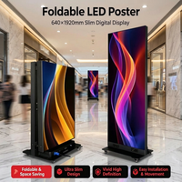 Afficheur publicitaire LED numérique mobile et pliable pour intérieur, P2.5, différentes tailles, haute luminosité, 1080P, Adobe RGB 90%
