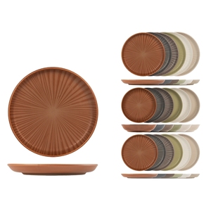 Nordic-shaped Universe <b>Stoneware</b> Plates <b>Set</b> Of 18 Assorted Colors <b>Dinnerware</b> - Product Image 1