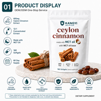 Gélules de cannelle de Ceylan en marque blanche OEM, extrait 600 mg, huile MCT, 180 gélules, sans gluten