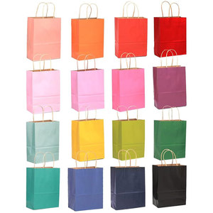 Custom Logo 10 Colors Mixed Kraft Paper Shopping Bags Print Brand <b>Packaging</b> Handles <b>Biodegradable</b> Promotion Kids Party Holiday - Product Image 2
