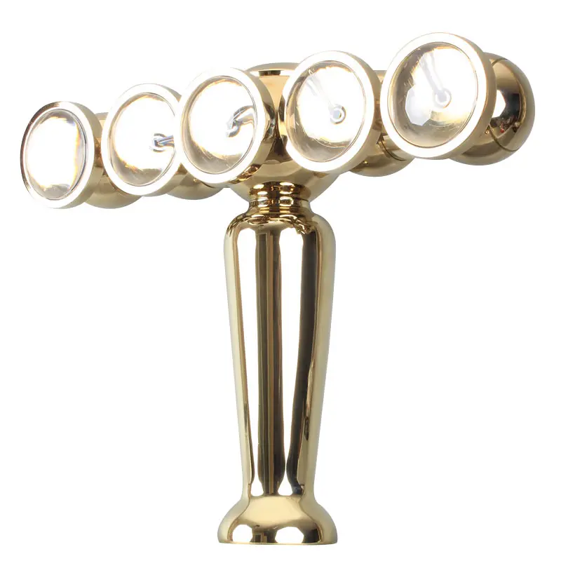 GSTA cinque rubinetti a forma di vaso golden 5 rubinetti torre di birra in acciaio inossidabile per pub con luce a LED