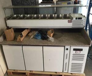 <span class=keywords><strong>Table</strong></span> de préparation à Pizza, en acier inoxydable et en <span class=keywords><strong>marbre</strong></span>, présentoir, réfrigérateur, comptoir à pizza - Product Image 6