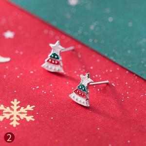 Nouvelle tendance Offre Spéciale 925 boucles d'oreilles en argent Sterling père noël arbre wapiti flocon de neige cloche bonhomme de neige série mignon accessoires pour femmes - Product Image 6