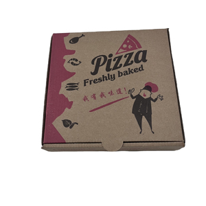 Brown paperboard corrugated pizza box