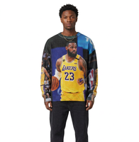 Pull en tricot viscose/coton personnalisé pour le basketball, impression 3D, motif intégral, col rond, pull sportif pour hommes, conception OEM ODM, vente en gros