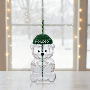 แก้วน้ำลายหมีน้อยน่ารัก 20 ออนซ์ ไม่มีโลโก้ พร้อมหลอดดูด สำหรับกาแฟ นม น้ำผลไม้ ใช้ในบ้าน บาร์ และสำนักงาน - Product Image 1