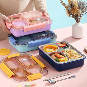 4 Divided Compartments Stainless Steel Bento Lunch <strong>Box</strong> Kids Insulated Lunch <strong>Box</strong> for School Office <strong>Kitchen</strong> Food <strong>Storage</strong> Container - Product Image 4