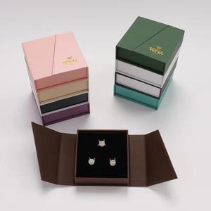 Caja de cartón cuadrada de doble puerta con logotipo personalizado EQ para joyería, collar, colgante, cierre de hebilla de lujo para graduación - Product Image 4