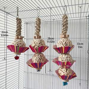 Jouet à mâcher pour perroquet: décor suspendu de cage à oiseaux en bois naturel multi-taille-durable et rentable - Product Image 2