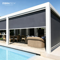 Stores extérieurs résidentiels à fermeture éclair, imperméables et coupe-vent, certifiés CE, pour terrasses et balcons de maisons de luxe, protection solaire extérieure