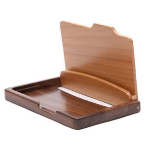 Boîte en bois exquise en érable noyer pour hommes et femmes, support en bois massif pour affaires, boîte de rangement de bureau pour cartes de visite - Product Image 3