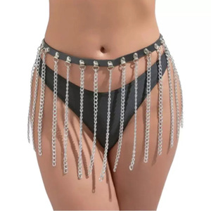 Cadena de cintura estilo punk transfronterizo europeo y americano, joyería para danza urbana, cinturón informal, combinación de cuero y cadena. - Product Image 5