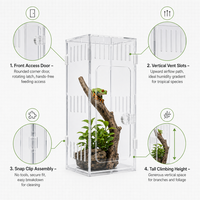 Terrarium arboricole en acrylique pour reptiles, enclos haut pour grenouilles d'arbre, habitat ventilé sur mesure, miroir usiné CNC et percé