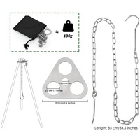 Plaque de fixation OEM personnalisée en acier inoxydable de 1,9 mm pour trépied de camping avec chaîne et crochet pour suspendre des casseroles, cuisson en extérieur, bushcraft