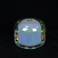 Abat-jour en verre iridescent double couche, forme de tambour arrondi, verre arc-en-ciel perlé pour luminaire suspendu