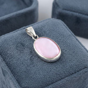 Art Palace - Colgante Solitario de Plata 925 con Perla Mabe Rosa, Engaste en Bisel, Estilo Clásico, Unisex, para Uso Diario - Product Image 3