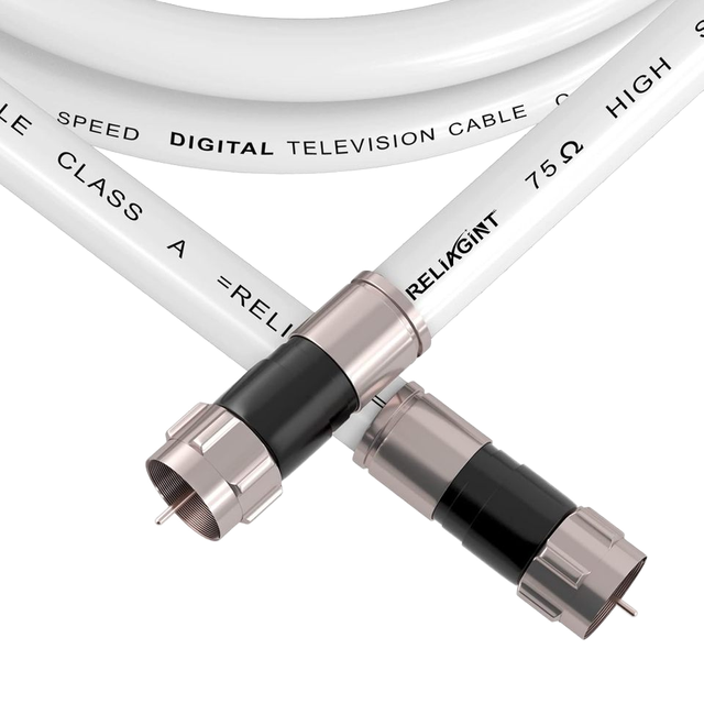 10ft Copper RG6 High-Speed Low-Loss PBT Coaxial Cable F Connectors RF Double Female Adapter IP67 Rated Home Appliance HD TV