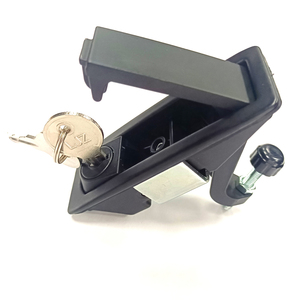 Cerradura de compresión de botón de zinc negro para armario, operada manualmente con palanca plana - Product Image 1