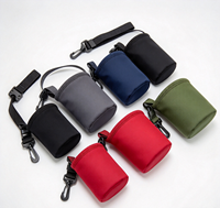 Pochette de rangement cylindrique en néoprène avec logo personnalisé, sangle réglable et attache crochet, sac de transport portable en néoprène