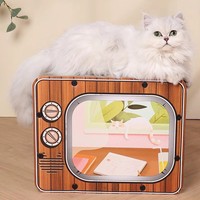 Planche à gratter créative TV chat papier ondulé chat maison chat grattoir maison
