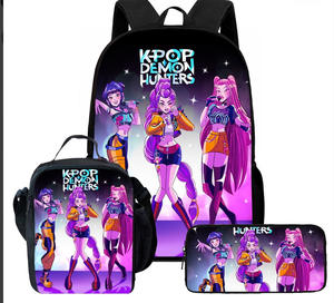 Mochila K-pop <span class=keywords><strong>Devil</strong></span> Hunter de alta calidad, bolso de tres piezas, mochila escolar para estudiantes, bolso ligero para viajes de ocio - Product Image 6
