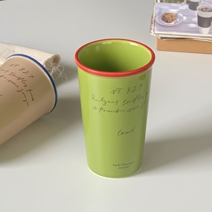 Mug en <span class=keywords><strong>porcelaine</strong></span> blanche de style influenceur coréen, à parois droites, <span class=keywords><strong>grande</strong></span> capacité, <span class=keywords><strong>tasse</strong></span> à café avec motif lettres, idéal pour Instagram - Product Image 4