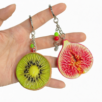 Nouveauté très demandée : Porte-clés en résine en forme de tranche de fruit, mignon et léger, pendentif breloque fruit simulé, ornement de sac pour filles