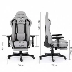 Chaise de jeu ergonomique pivotante inclinable en cuir PU minimaliste à dossier haut pour PC, avec accoudoirs, style course - Grande Vente - Product Image 6